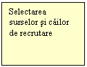 Text Box: Selectarea surselor si cailor de recrutare